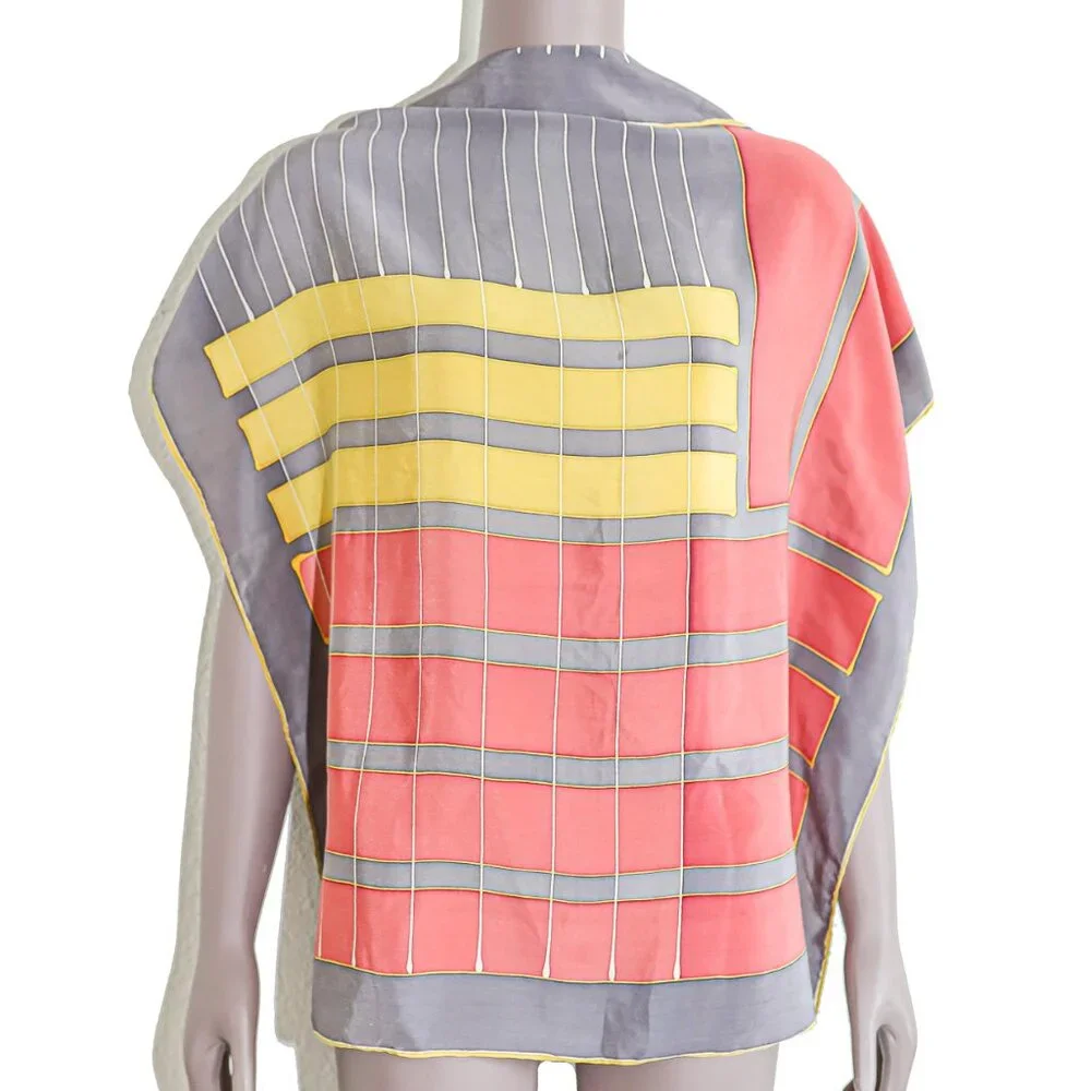 Geometric Square Silk Scarf Vibrant & Luxurious Accessory Perfect‎ for Travel